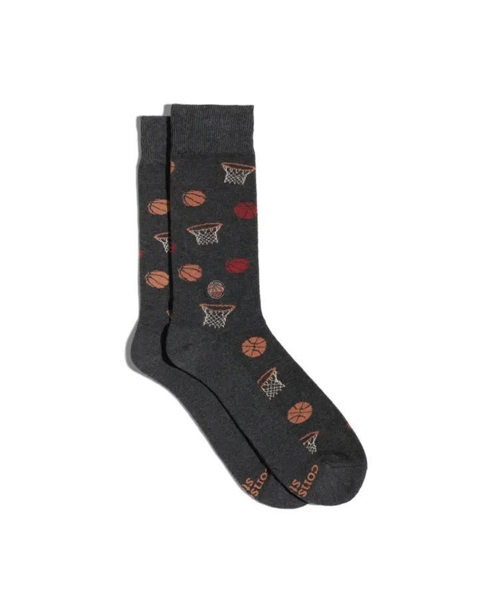Socks That Support Youth Sports (Gray Basketballs) MEDIUM