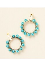 Jatasya Flower Hoop Earrings - Turquoise, India