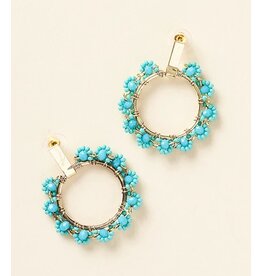 Jatasya Flower Hoop Earrings - Turquoise, India