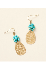 Jatasya Gold Coin Drop Earrings - Turquoise, India