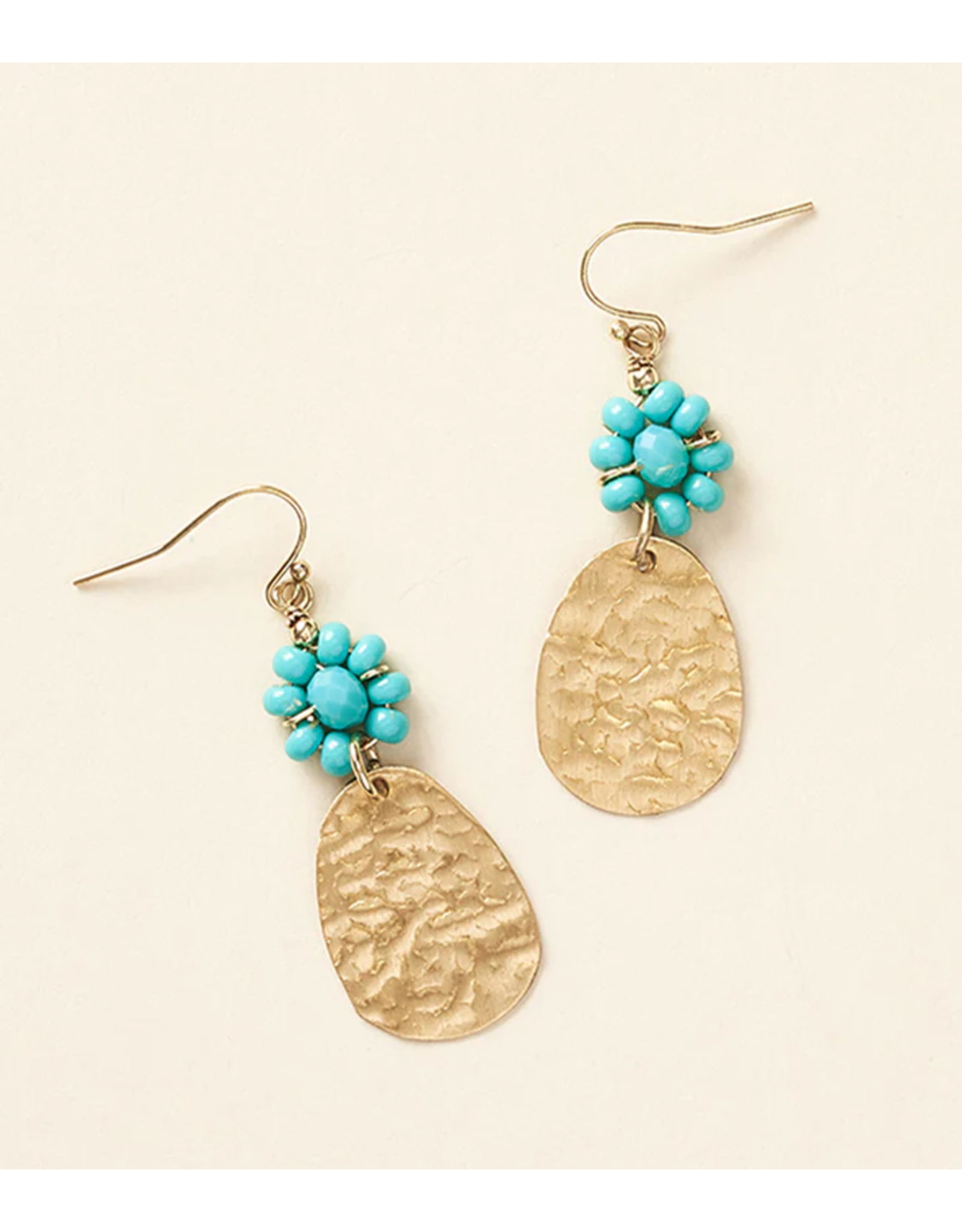 Jatasya Gold Coin Drop Earrings - Turquoise, India