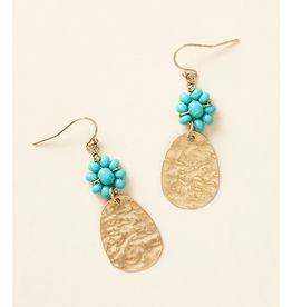 Jatasya Gold Coin Drop Earrings - Turquoise, India