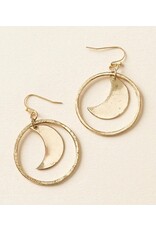 Trade roots Diya Crescent Moon Gold Hoop Dangle Earrings, India