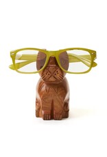 Dog Eyeglass Holder Stand - Hand Carved Wood, India