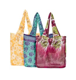 Trade roots Reusable Upcycled Sari Shopping Bag with Pouch, India