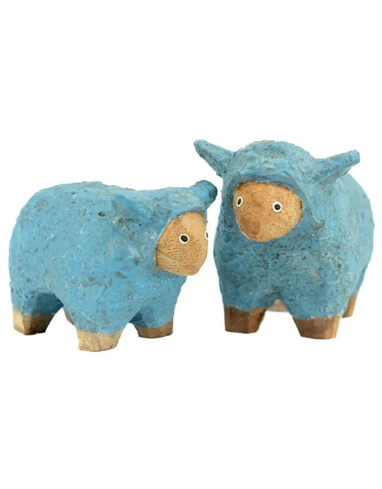 Wood Lambs, Set of 2 Aqua, Indonesia