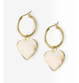 Rajani Hoop Heart Mother of Pearl Earrings, India