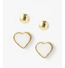Rajani Heart Mother of Pearl Earring Set - Set of 2, India
