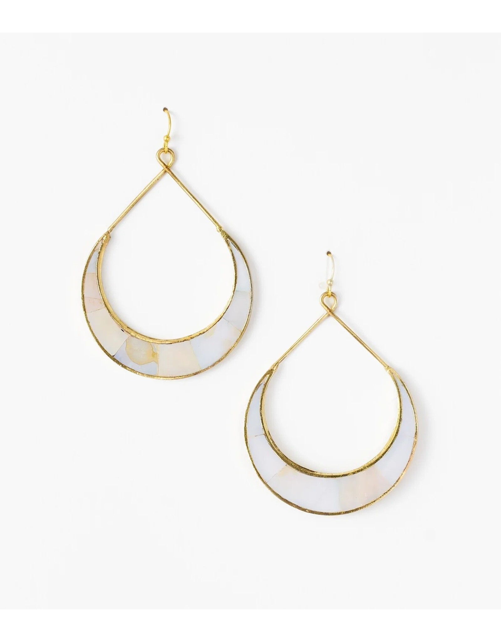 Rajani Crescent Mother of Pearl Hoop Earrings, India