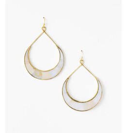 Rajani Crescent Mother of Pearl Hoop Earrings, India