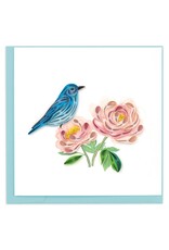Quilled Bluebird & Peonies Greeting Card, Vietnam