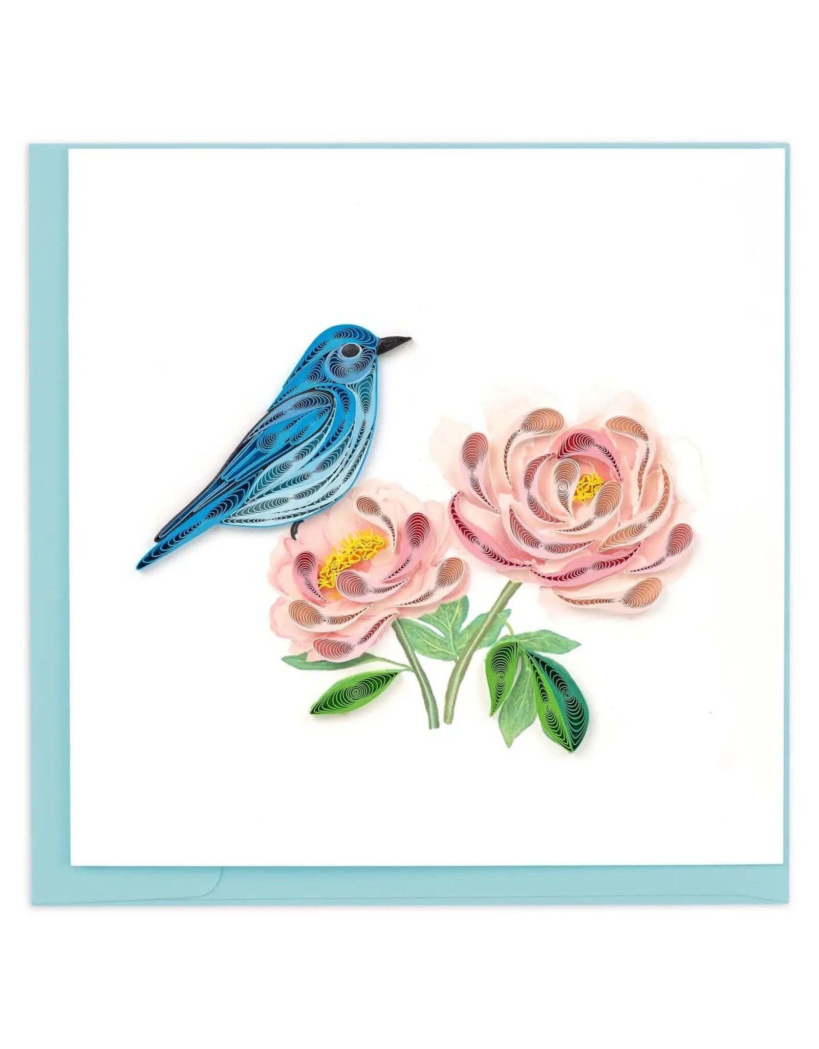 Quilled Bluebird & Peonies Greeting Card, Vietnam