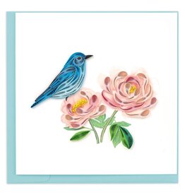 Quilled Bluebird & Peonies Greeting Card, Vietnam