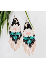 Moonflower Earrings, Black Guatemala