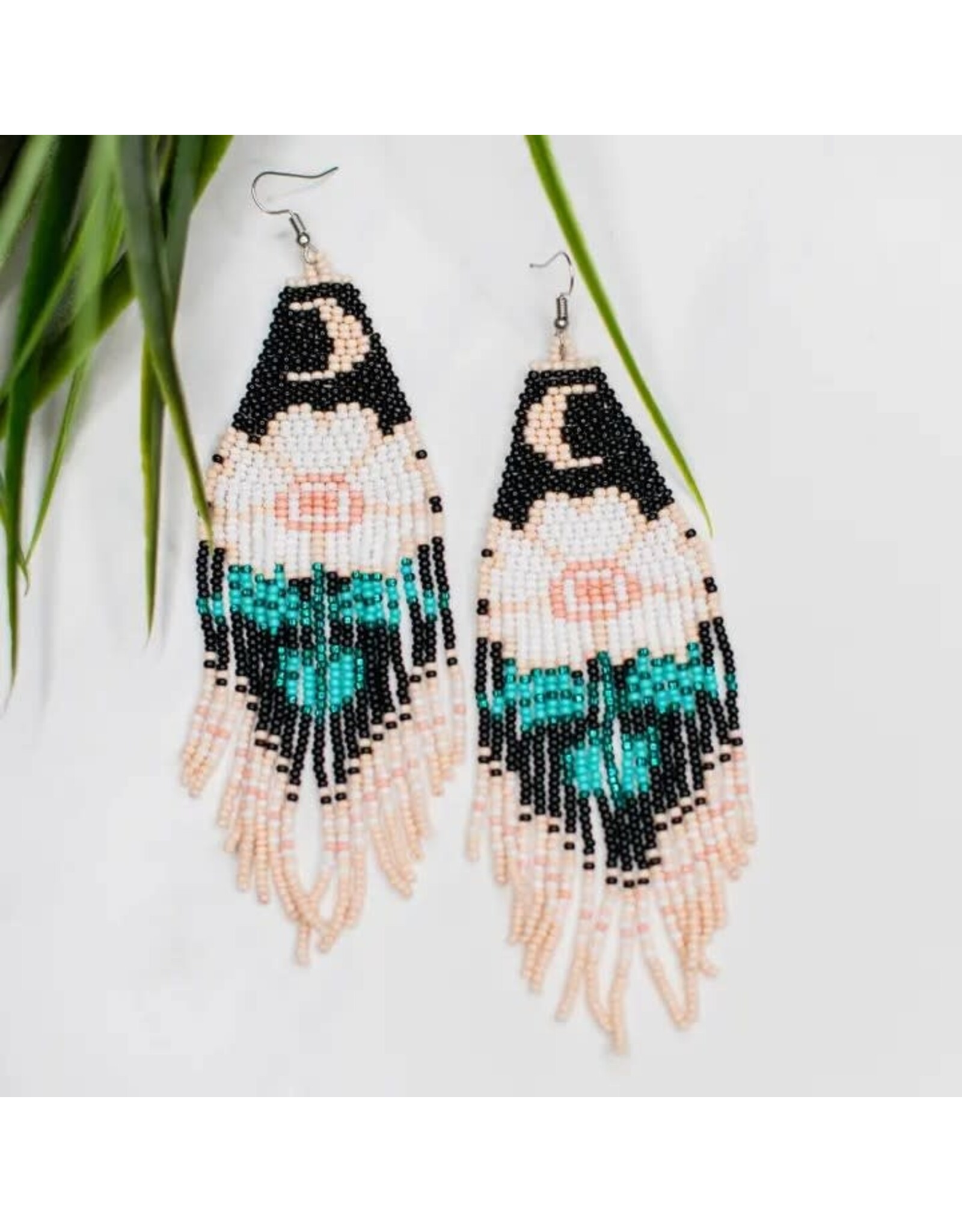 Moonflower Earrings, Black Guatemala