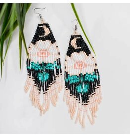 Moonflower Earrings, Black Guatemala