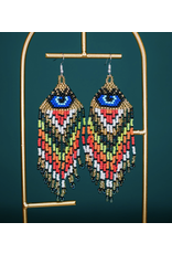 Evil Eye Fringe Beaded Earrings, Guatemala