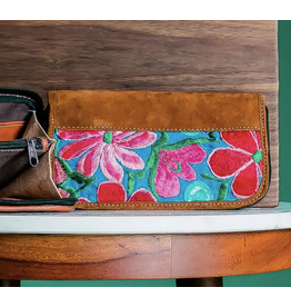 Trade roots Floral Leather Wristlet, Guatemala