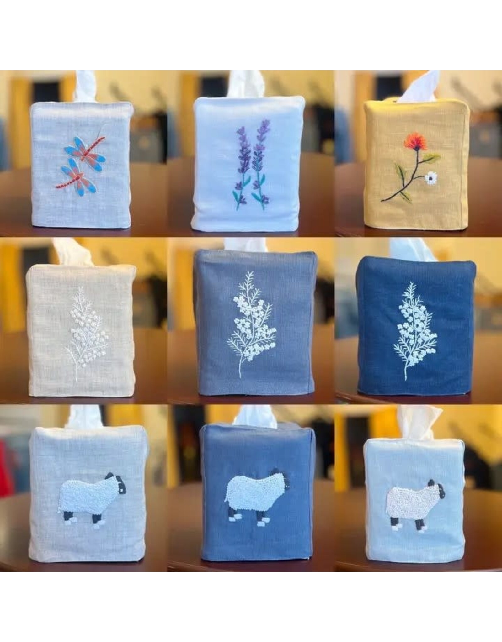 Trade roots Botanical Embroidered Tissue Box Cover, Vietnam