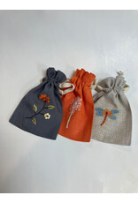 Trade roots Linen Flowers Drawstring Pouch, Vietnam
