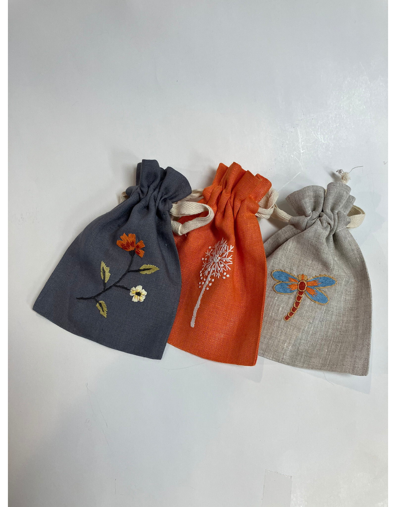 Trade roots Linen Flowers Drawstring Pouch, Vietnam