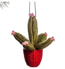 Trade roots Prickly Pear Ornament, Red Pot