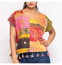 Cotton Kantha Crop Top, India