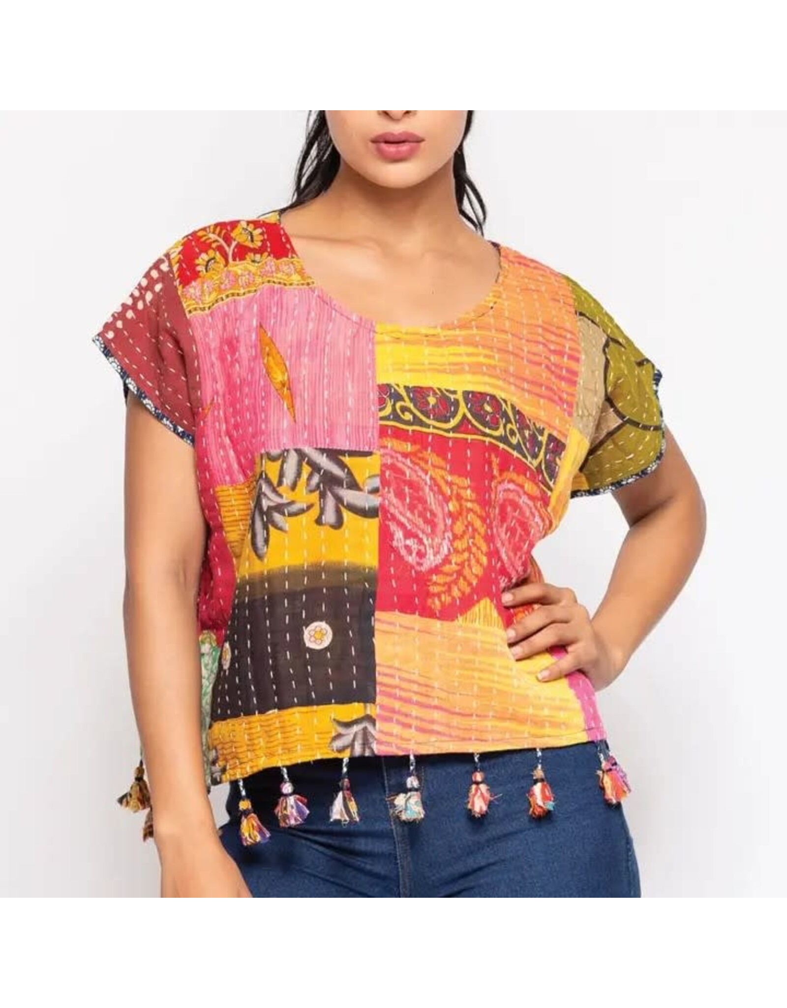 Cotton Kantha Crop Top, India