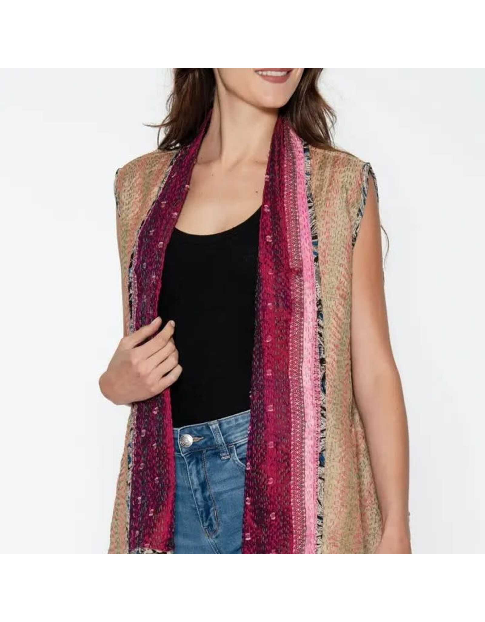 Reversible Kantha Silk Sleeveless Jacket, India
