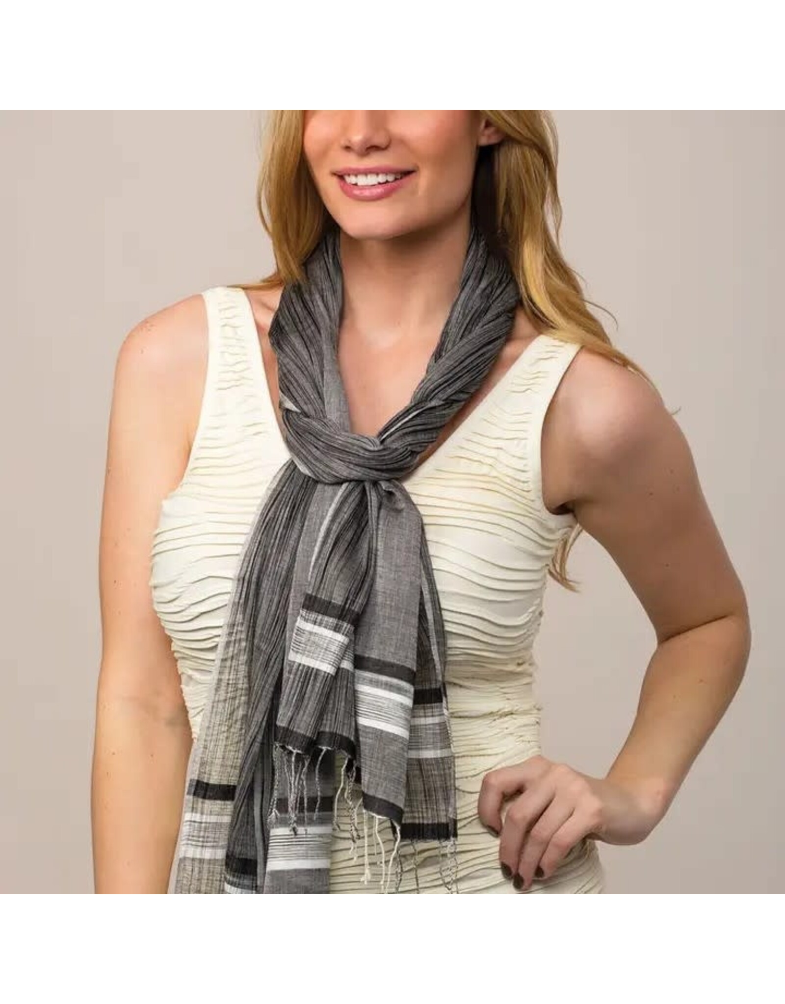 Mahiya Handloom Ikat Scarf Black, India