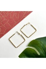 Etched Square Hoops in Gold, India