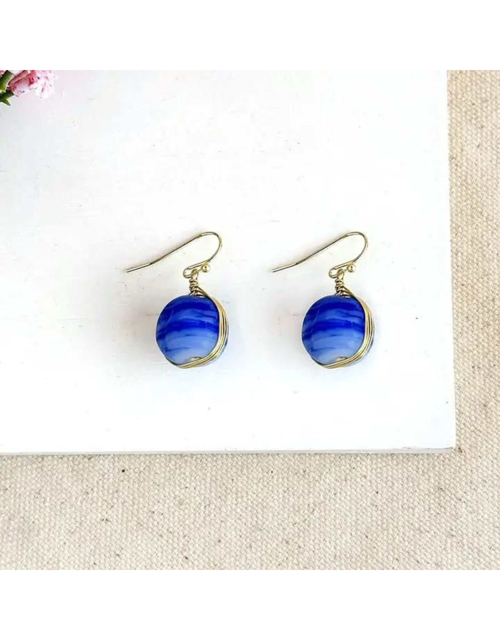 Marbled Glass Drop Earrings, India