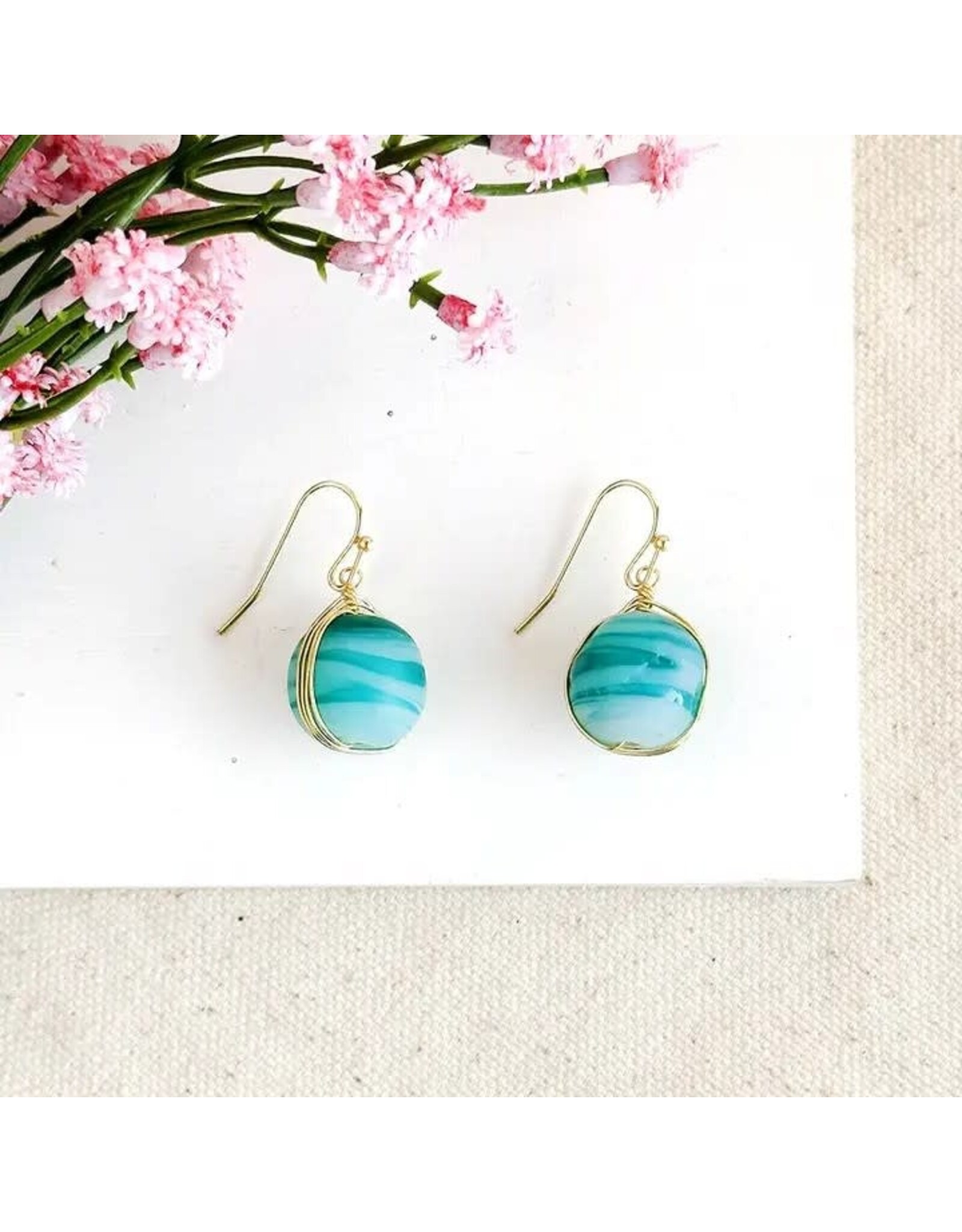 Marbled Glass Drop Earrings, India