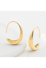 Crescent Moon Thread Drop Earrings in Gold- 14K Gold Plated Huggie Hoop Earrings