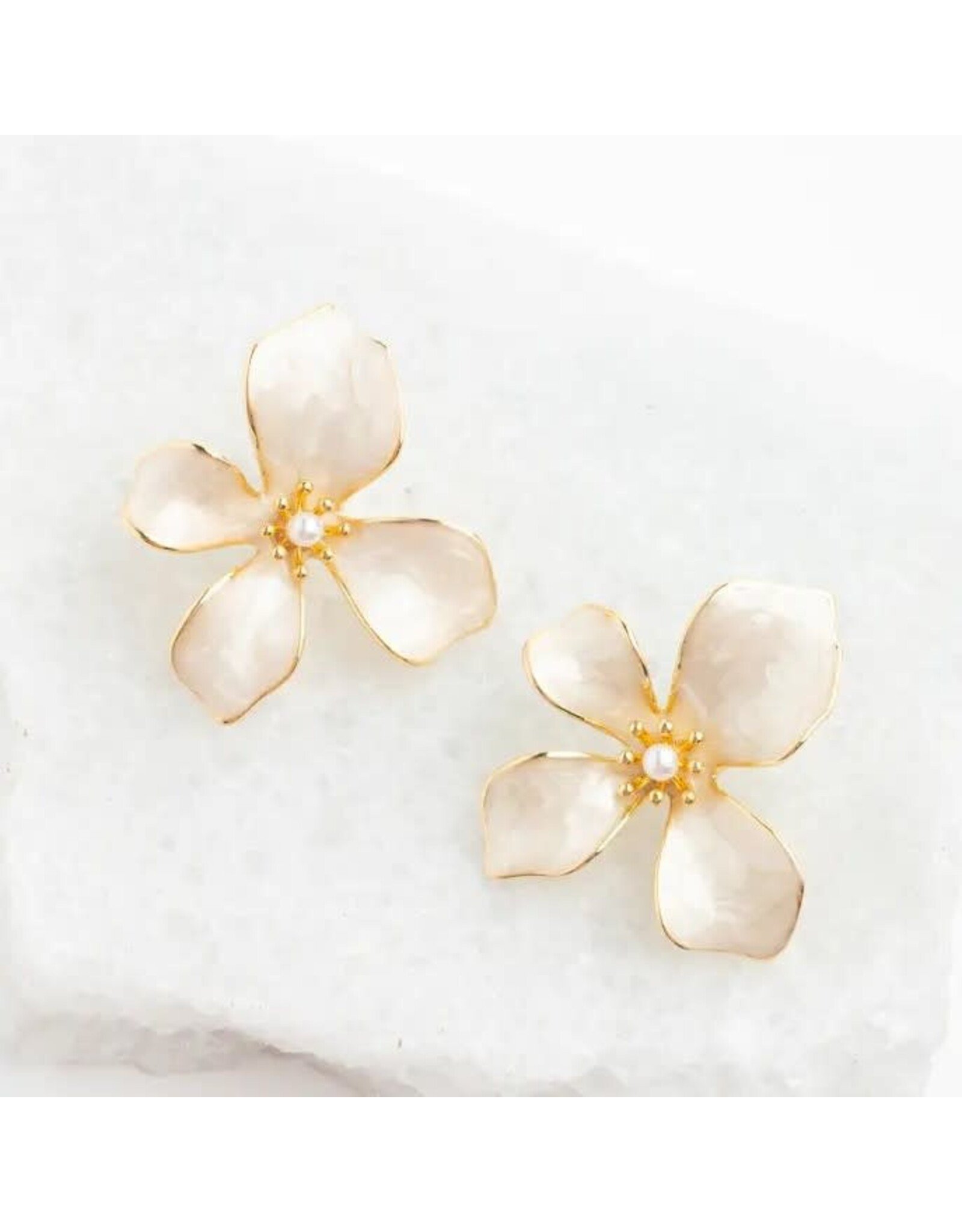Hope in Bloom Flower Earrings, Tuscan Tan