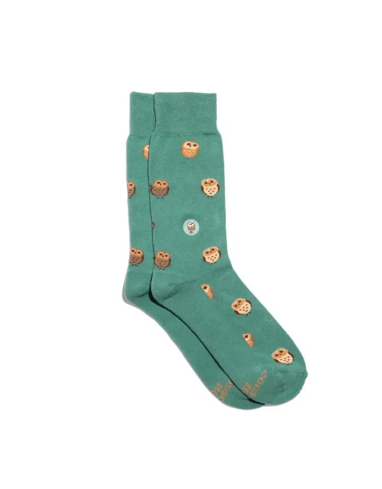 Trade roots Socks that Project Owls, Green, India