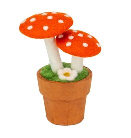 Elven Orange Mushroom Potted Plant, Nepal