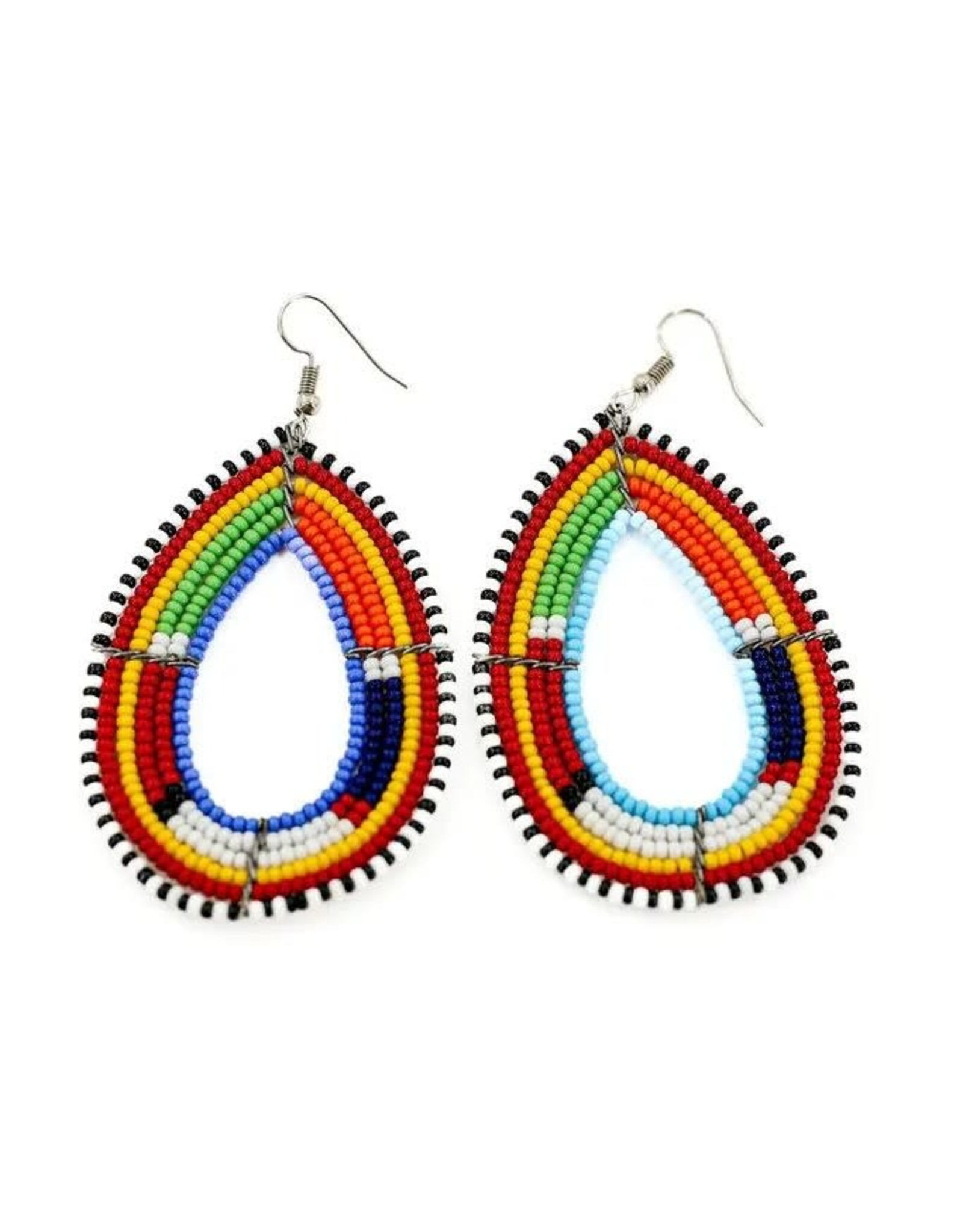 Maasai Hoop Earrings, Beaded Traditional, Kenya