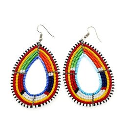 Maasai Hoop Earrings, Beaded Traditional, Kenya