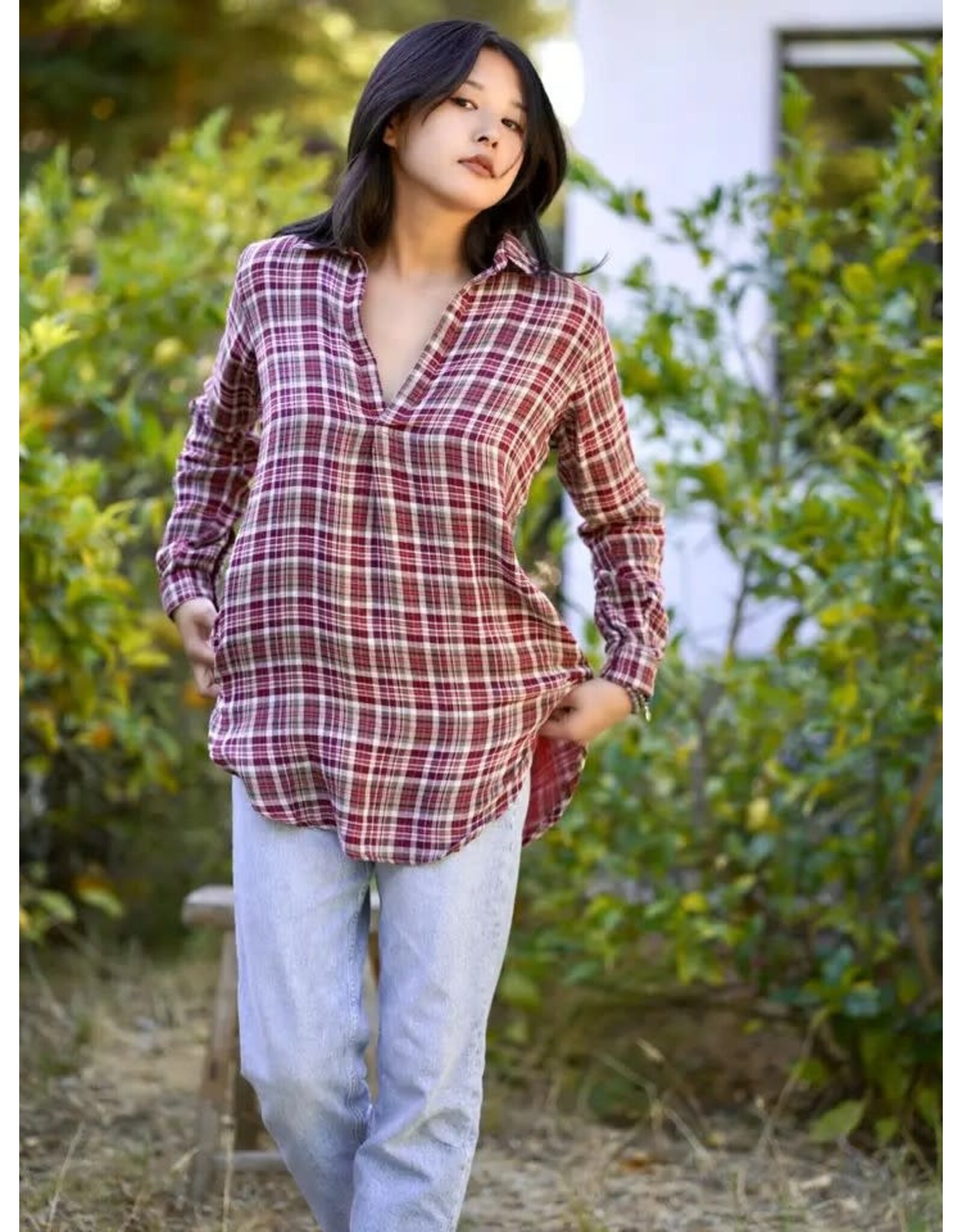 Jemima Plaid Top, Red