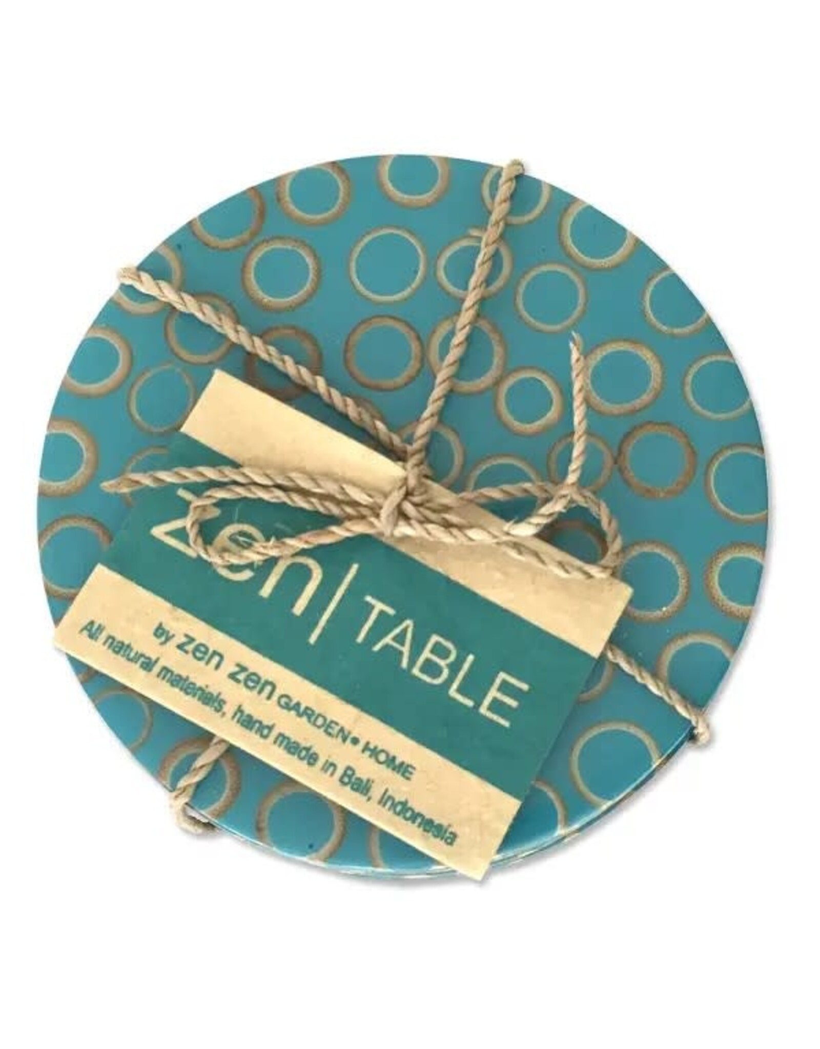 Bamboo Inlay Coasters set/4, Turquoise