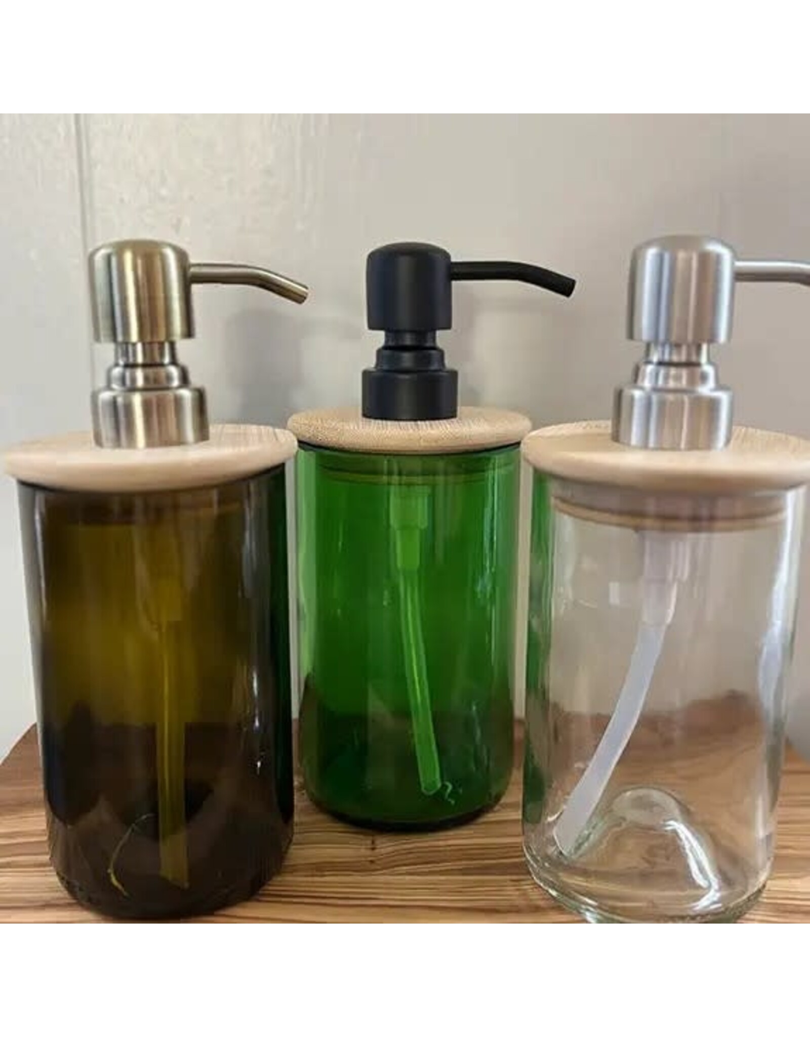 Eco Upcycled Soap Dispensers Amber / Black Pump, 12oz, Egypt