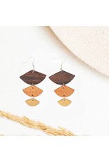 Golden Wood Geometric Earrings - Guatemala