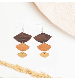 Golden Wood Geometric Earrings - Guatemala Golden Wood Geometric Earrings - Guatemala