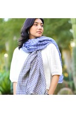 Hira Mixed Geo Print Silk Scarf Large Grey, India