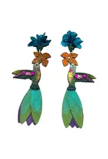 Ruby Throated Hummingbird Earrings, Colombia
