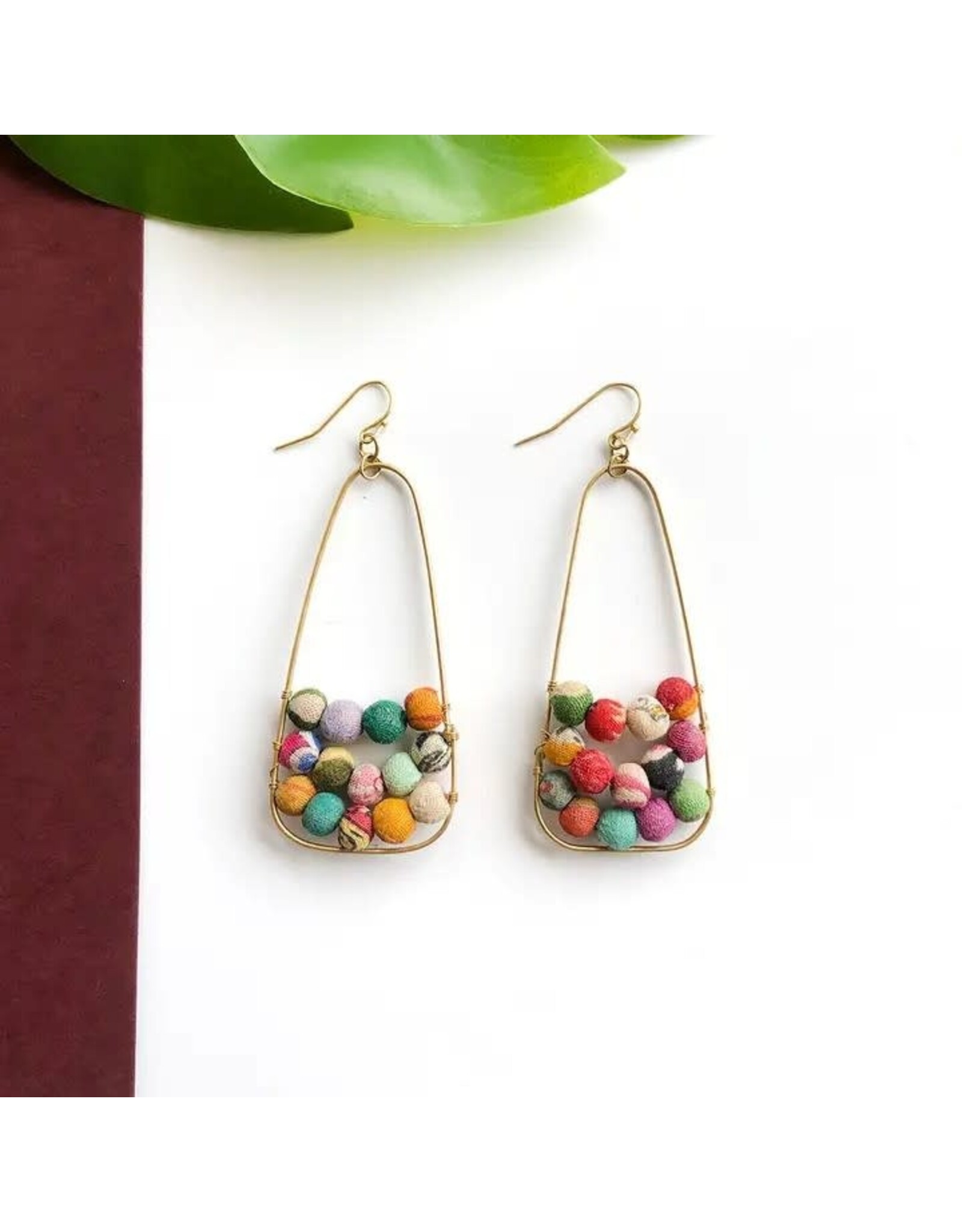 Embedded Kantha Earrings, India