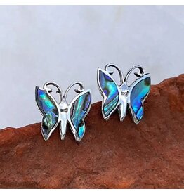 Abalone Butterfly Studs - Sterling Silver, Indonesia