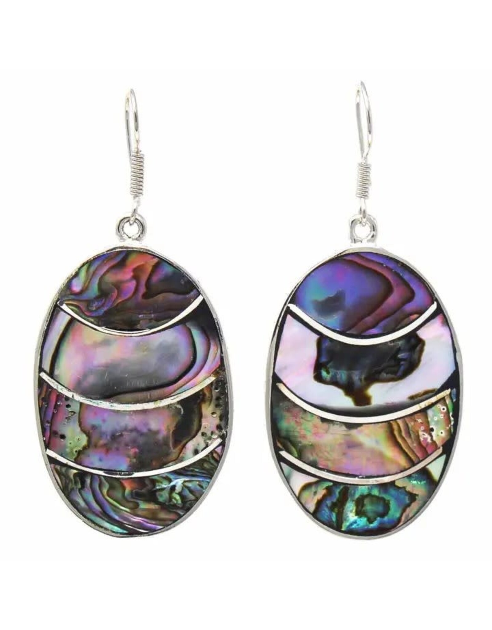 Lavender Frost Abalone Oval Earrings, Mexico
