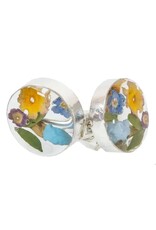 Pressed Flower Bouquet Round Stud Earrings - Mixed Colors, Mexico